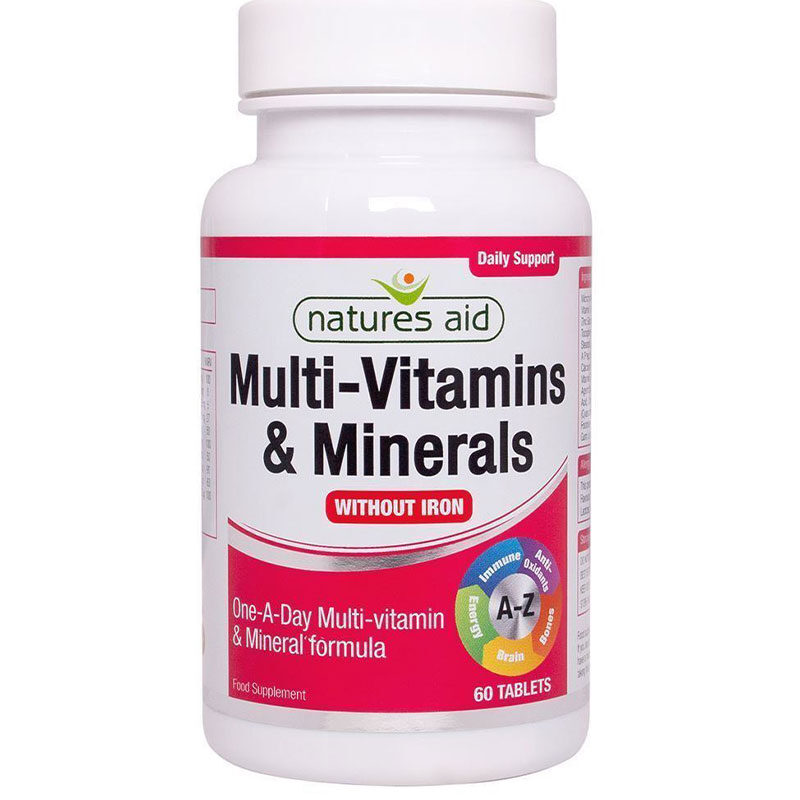 Vegan Multi-Vitamins & Minerals Iron Free Natures Aid 60 ταμπλέτες