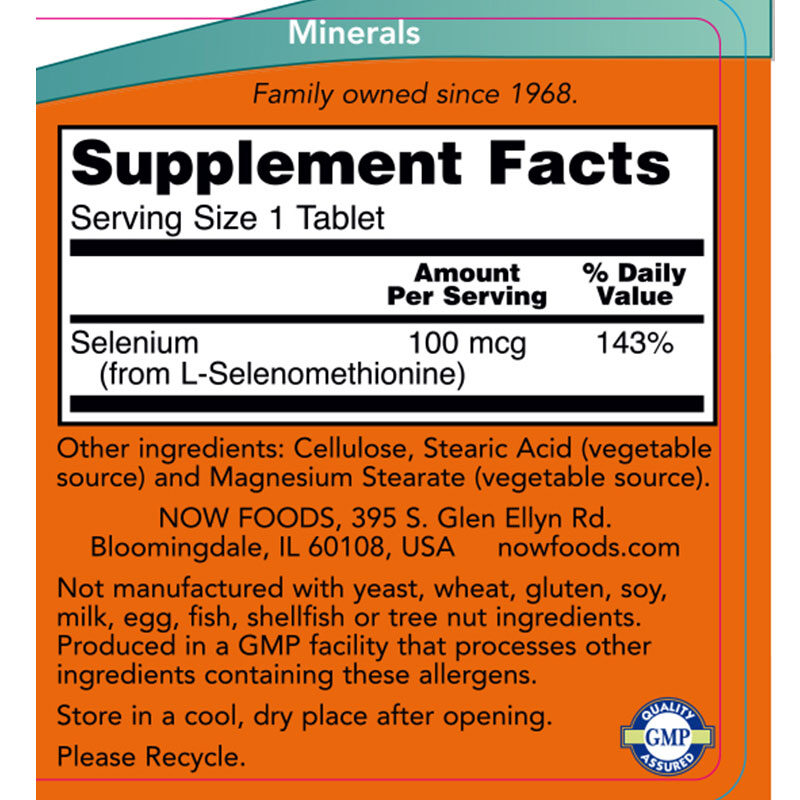 Selenium Ingredients Now Foods
