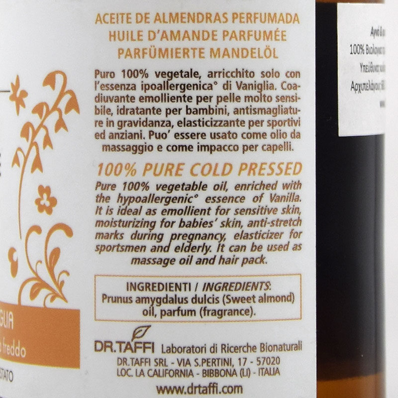 vanilia almond oil vegan dr. taffi