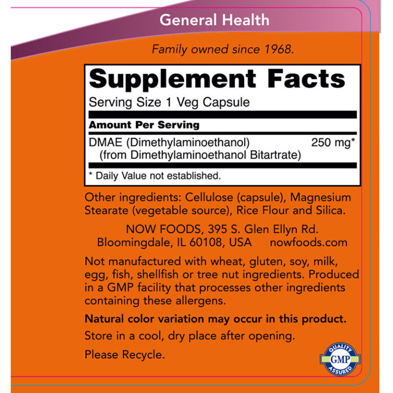 Vegan DMAE 250 Mg Now Foods 100 Κάψουλες » MonoBio.gr