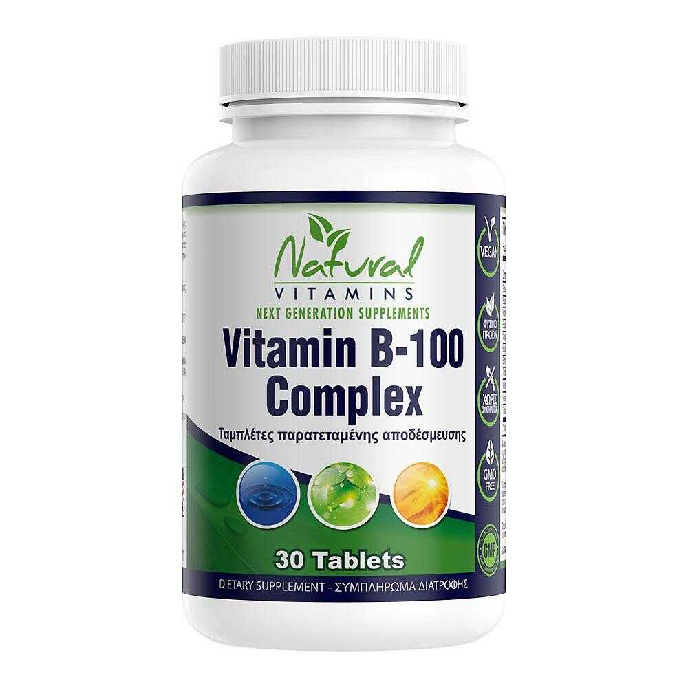 Natural Vitamins B Complex 100 - 30 Ταμπλέτες - Φόρμουλα κατά της κούρασης, σωματικής και ψυχικής!