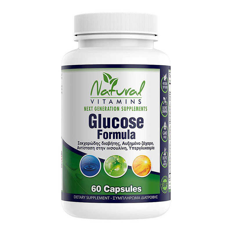Natural Vitamins Glucose Formula 60 Κάψουλες Βοηθά στη Ρύθμιση Ζαχάρου