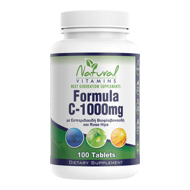 Natural Vitamins Βιταμίνη C 1000 mg με 525mg + Bιοφλαβονοειδή 100 Ταμπλέτες