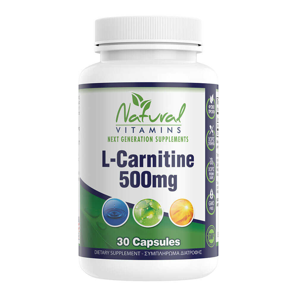 Natural Vitamins L-Carnitine Καρνιτίνη 500mg 30 Κάψουλες