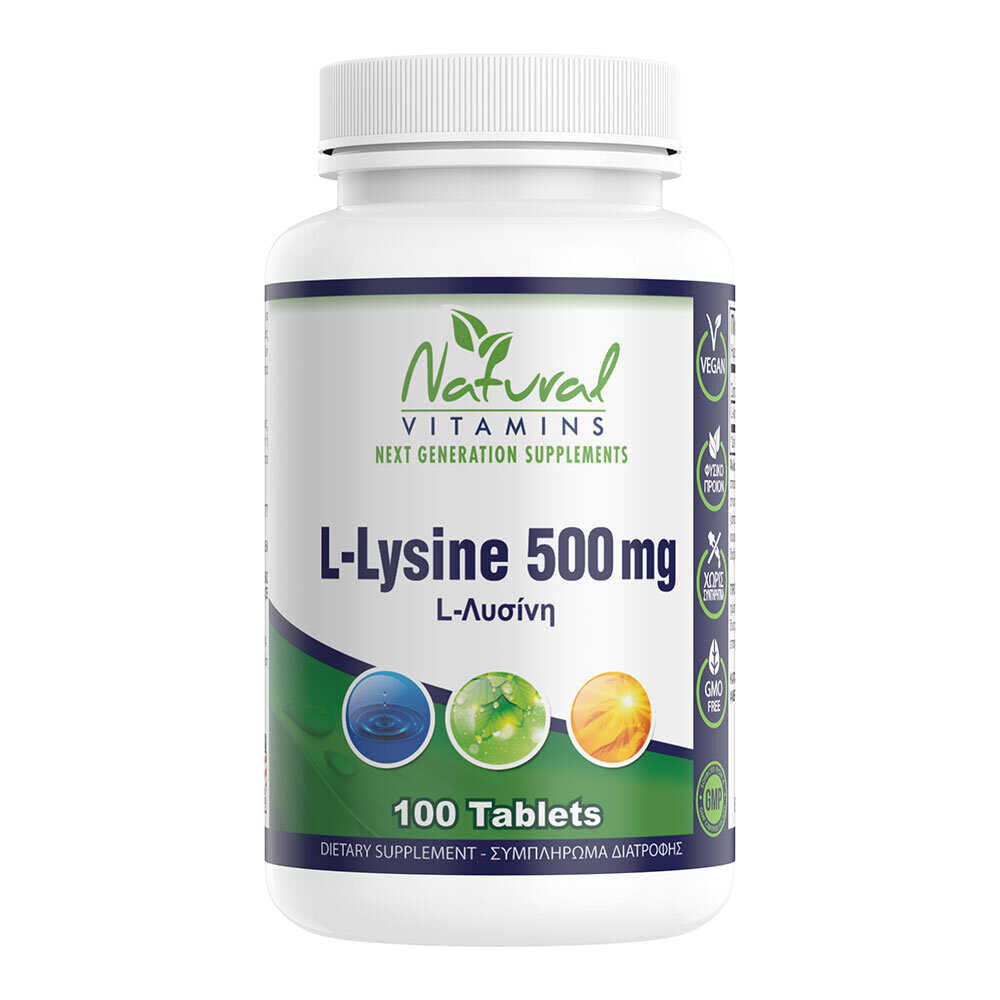 Natural Vitamins L-Lysine 500mg 100 Ταμπλέτες