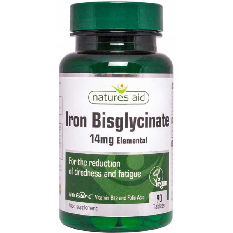 Natures Aid Iron Bisglycinate with Ester C and Vitamin B12 90 ταμπλέτες