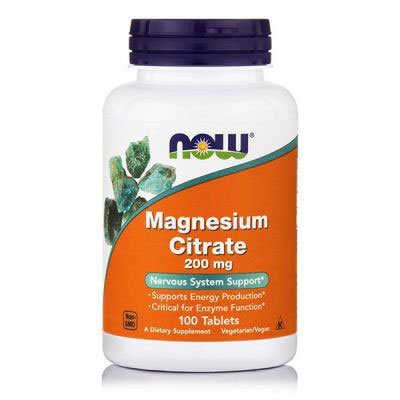 Now Magnesium Citrate 200mg 100 Ταμπλέτες