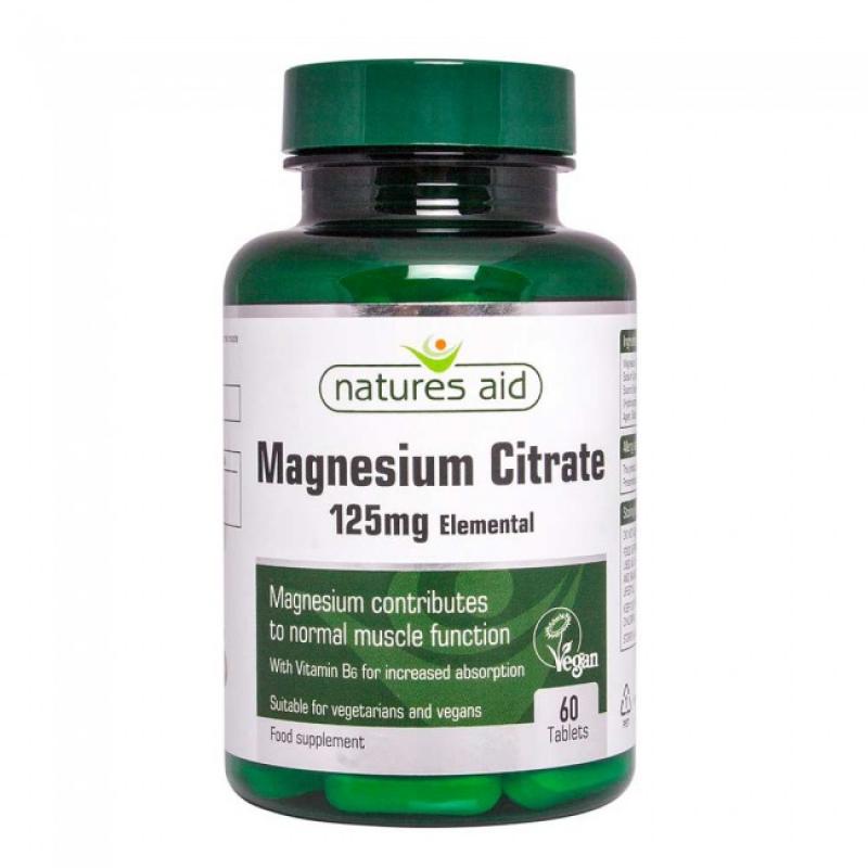 Natures Aid Magnesium Citrate 125mg (with Vitamin B6) 60 ταμπλέτες