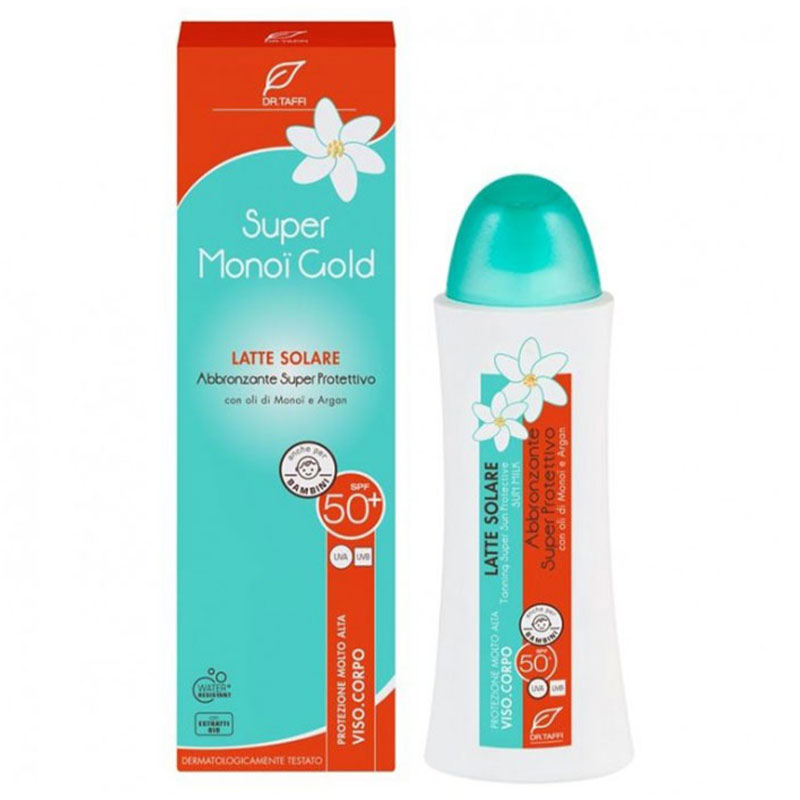 Super Monoi Gold Sun Milk – Φυσικό Αντηλιακό Γαλάκτωμα προσώπου & σώματος για ενήλικες & παιδιά Dr.Taffi 150ml