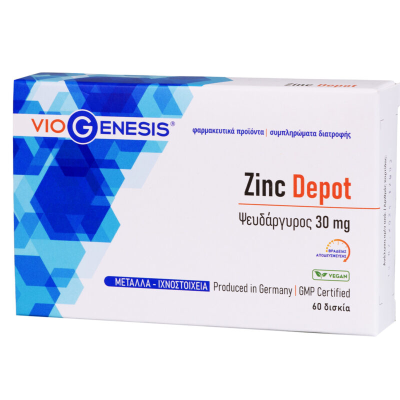 Vegan Zinc Κιτρικός Depot 30mg Viogenesis 60 Δισκία