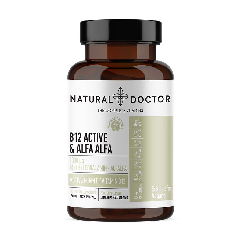 Vegan B12 Active & Alfa Alfa Συμπλήρωμα Διατροφής με B12 Natural Doctor 120 Κάψουλες