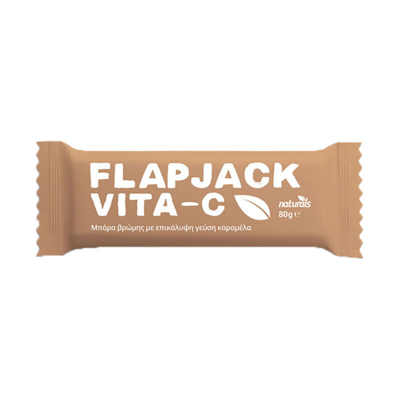 Flapjack Vita-C Μπάρα βρώμης με βιταμίνη C, με επικάλυψη γεύση καραμέλα Naturals 80 γραμμάρια