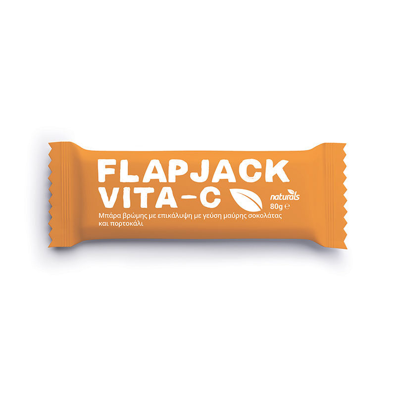 Flapjack Vita-C Μπάρα βρώμης με βιταμίνη C, με γεύση μαύρης σοκολάτας και πορτοκάλι Naturals 80 γραμμάρια