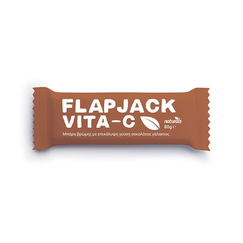 Flapjack Vita-C Μπάρα βρώμης με βιταμίνη C, με επικάλυψη γεύση σοκολάτα γάλακτος Naturals 80 γραμμάρια