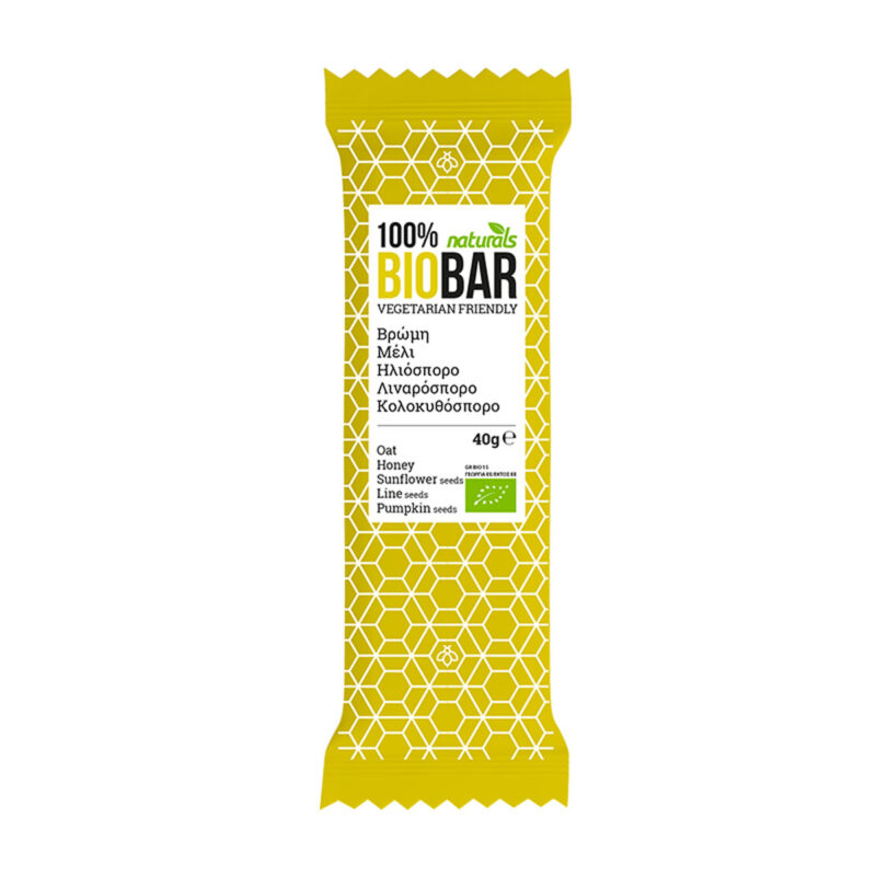 Bio Bar Βιολογική μπάρα βρώμης με Μέλι, ηλιόσπορο, λιναρόσπορο και κολοκυθόσπορο Naturals 40g