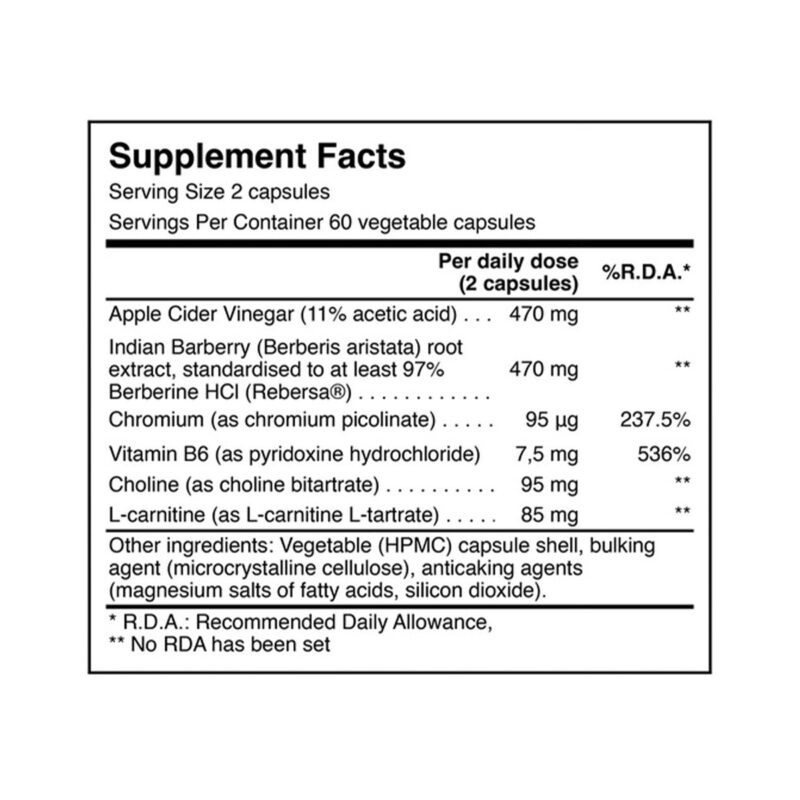 Vegan Apple Cider Vinegar and Berberine Natural Doctor 60 φυτικές κάψουλες label