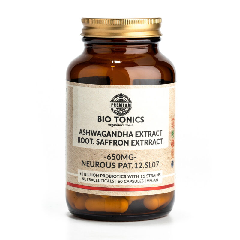 Vegan Ashwagandha extract root Saffron extract 650mg Biotonics 60 κάψουλες
