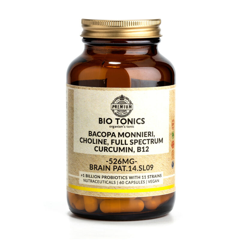 Vegan Brain Pat Bacopa Monieri, Choline, Full Spectrum Curcumin, B12 Biotonics 60 κάψουλες
