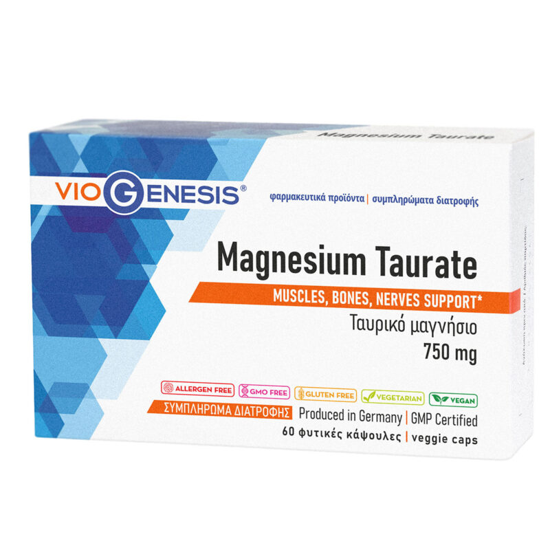 Vegan-Magnesium-Taurate-750mg-Viogenesis-60-φυτικές-κάψουλες Vegan Magnesium Taurate 750mg Viogenesis 60 φυτικές κάψουλες