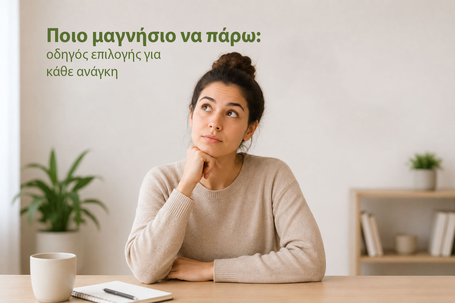 "Ποιο μαγνήσιο να πάρω: οδηγός επιλογής για κάθε ανάγκη" - γυναίκα που σκέφτεται πιο μαγνήσιο να πάρει