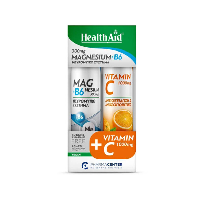 HealthAid Eff. Magnesium +B6 20tabs CΟΜΒΟ PACK Vit. C1000mg Orange 20tabs
