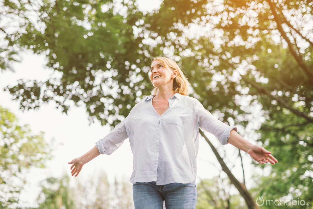 happy woman outside