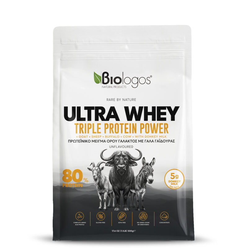 Πρωτεΐνη Ultra Whey Triple Protein Power Μίγμα ορού γάλακτος με Γάλα Γαϊδούρας Βιολόγος 500g