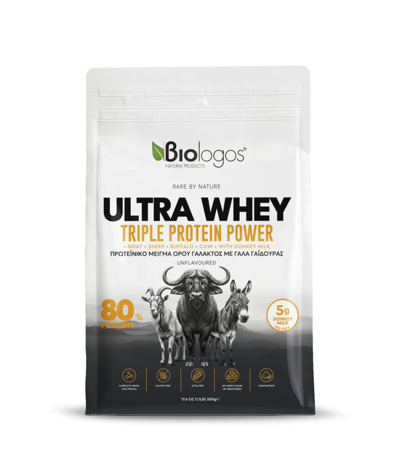 Πρωτεΐνη Ultra Whey Triple Protein Power Μίγμα ορού γάλακτος με Γάλα Γαϊδούρας Βιολόγος 500g